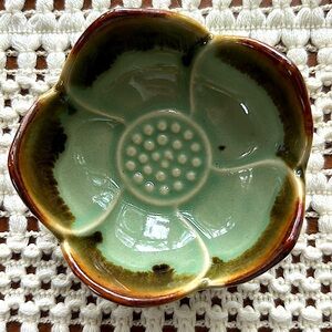 Succulents Ceramic Dish Green Brown